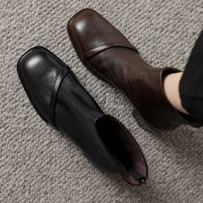 CHIKO Adriana Square Toe Block Heels Ankle Boots