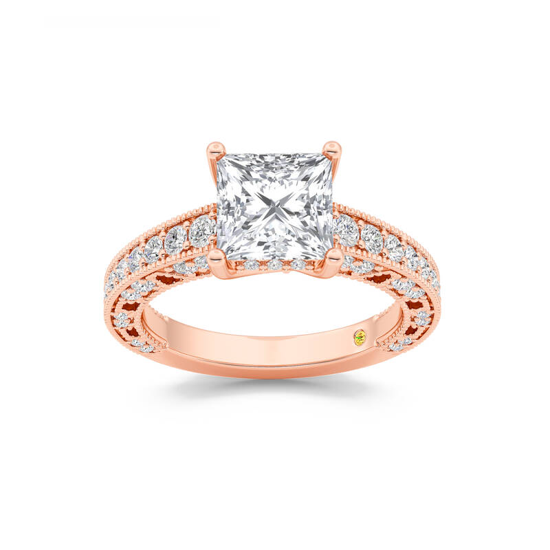 Myrra Vintage Inspired Pavé Set Princess Cut Lab Grown Diamond Engagement Ring | 10K Rose Gold 3 3/8 CT. TW.