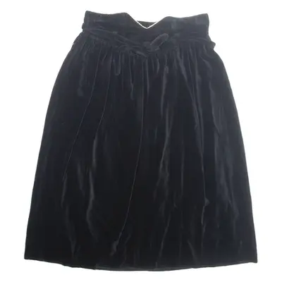 Belted Womens A-Line Skirt Black Midi Velvet S