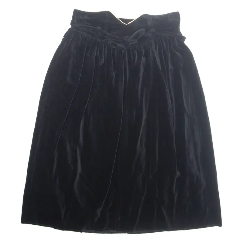 Belted Womens A-Line Skirt Black Midi Velvet S