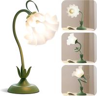 Cute Flower Table Lamp - 3-Color Temperature LED Bulb, Retro Bedside Reading Lamp with Soft Light, Ideal for Bedroom & Living...