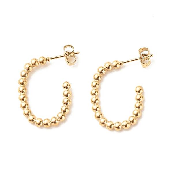Ion Plating(IP) 304 Stainless Steel Oval Stud Earrings