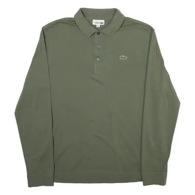 LACOSTE Mens Polo Shirt Green Long Sleeve L