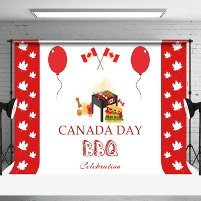 Balloons Bbq Celebration Happy Canada Day Backdrop