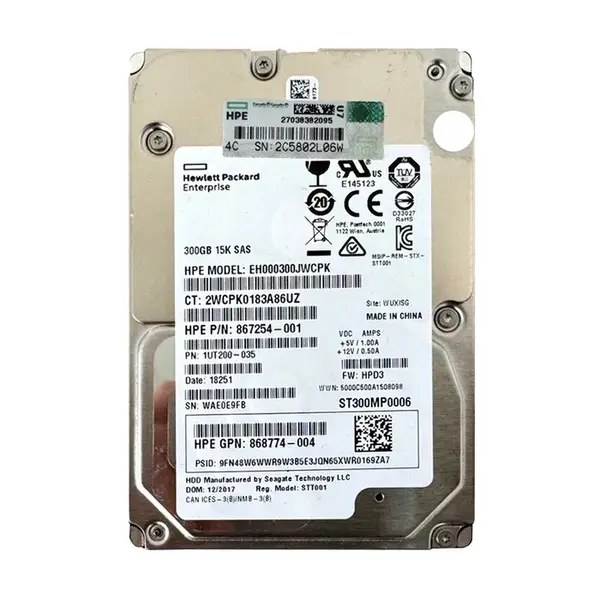 868774-004 HP 300GB 12Gb/s SAS 15000 2.5-inch Hard Drive