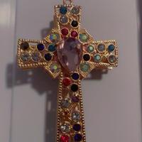 Beaded Pen - Decorative Cross with Colorful Beads and Central Gemstone Feature