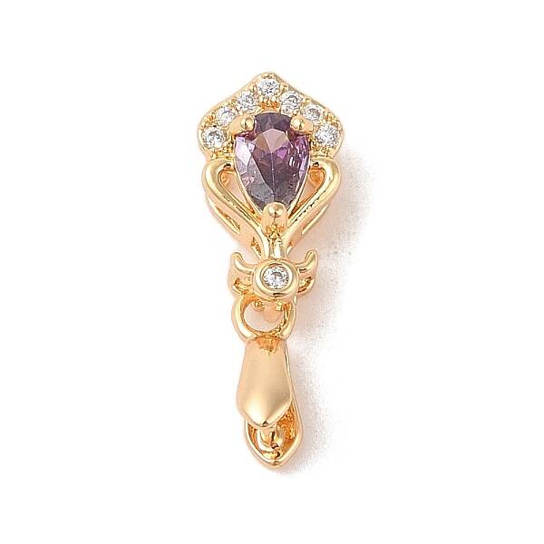 Golden Brass Micro Pave Clear Cubic Zirconia Ice Pick Pinch Bails