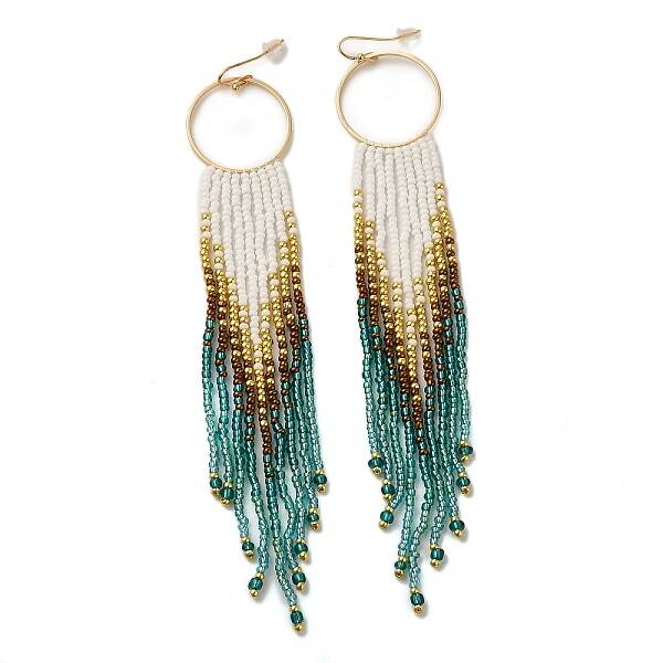 Bohemia Woven Glass Seed Bead Dangle Earrings