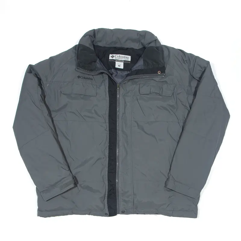 CARLO COLUCCI Insulated Rain Jacket Grey Nylon Mens XL