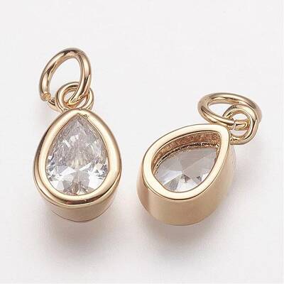Brass Micro Pave Grade AAA Cubic Zirconia Charms