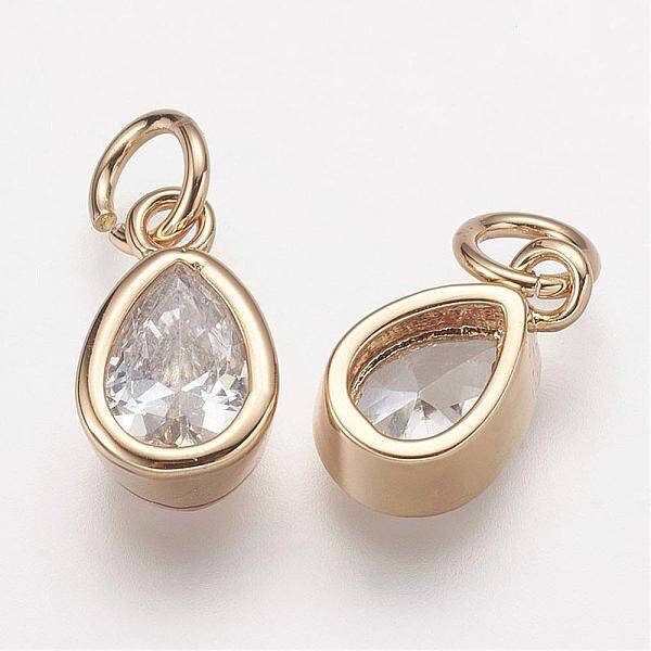 Brass Micro Pave Grade AAA Cubic Zirconia Charms