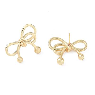 Rack Plating Bowknot Brass Stud Earrings for Women