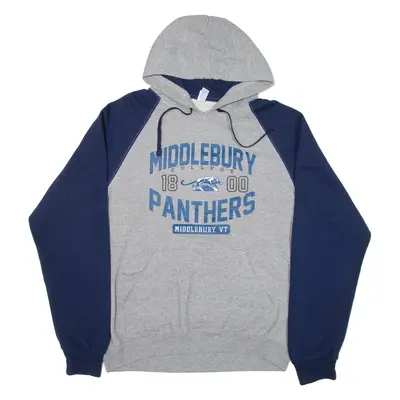 JERZEES Middlebury College Panthers Mens Blue Hoodie USA M