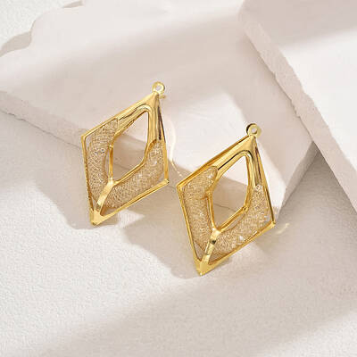 Elegant Classic Brass Rhombus Stud Earrings for Women