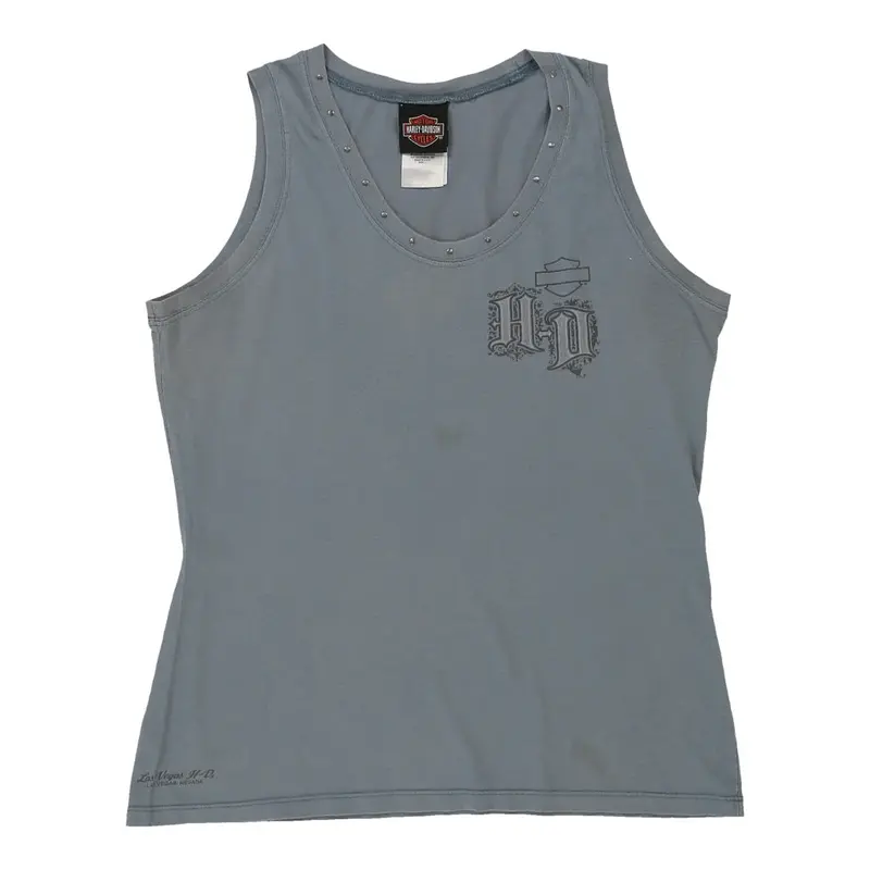 Harley Davidson Graphic Vest - Large Grey Cotton
