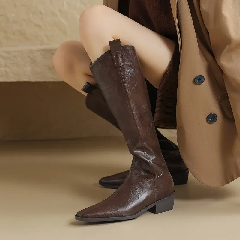 CHIKO Sutton Square Toe Block Heels Knee High Boots