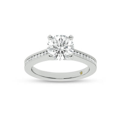 Paris Channel Set Round Lab Diamond Engagement Ring | 18K White Gold 3 1/4 CT. TW.