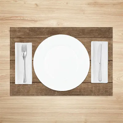 Brown Wood Texture Color Fabric Set Of 4 Placemats - Aperturee