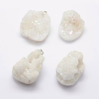 Electroplated Natural Druzy Crystal Pendants