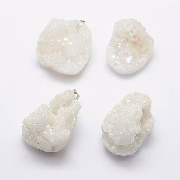 Electroplated Natural Druzy Crystal Pendants