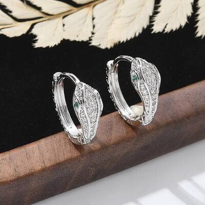 Brass Clear Cubic Zirconia Hoop Earrings