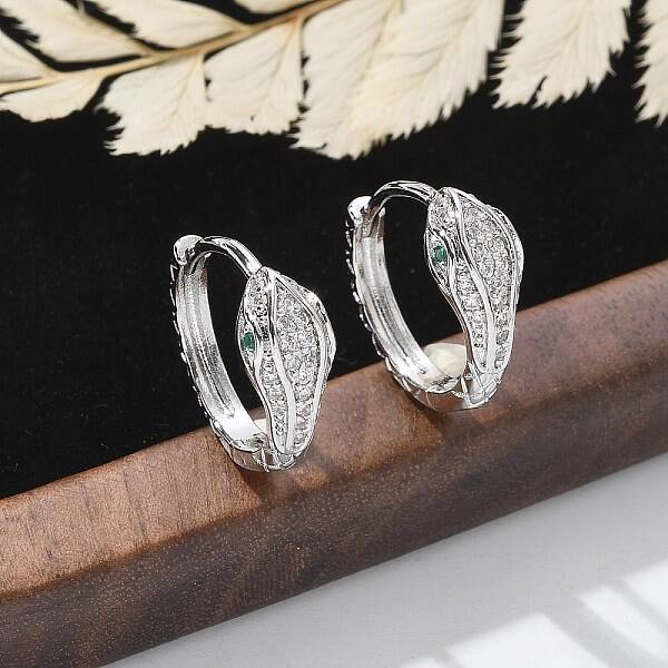 Brass Clear Cubic Zirconia Hoop Earrings