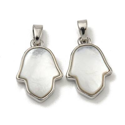 Rack Plating Brass Pave Natural White Shell Pendants