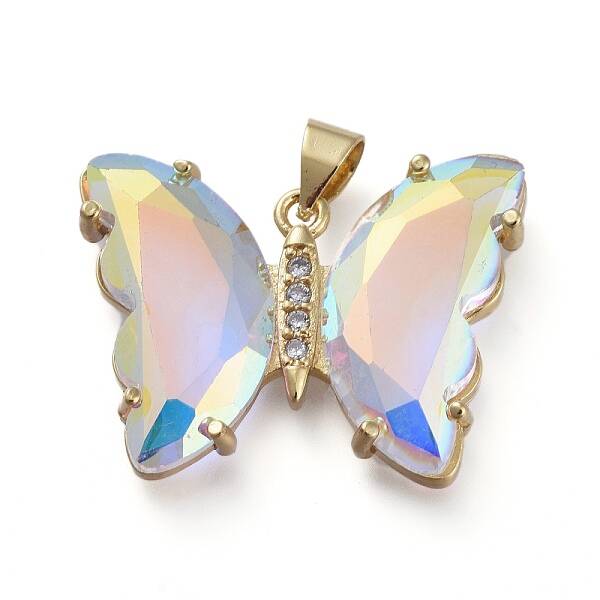 Brass Micro Pave Clear Cubic Zirconia Pendants