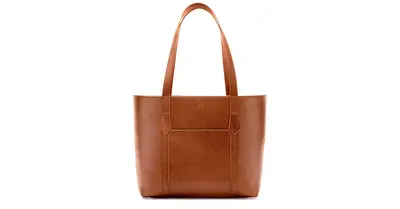 Maddox Tote in Cognac & Emerald