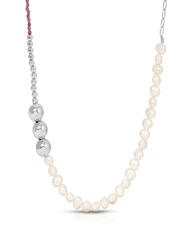 Kloss Necklace | Metal Color: Silver | Gemstone: Ruby