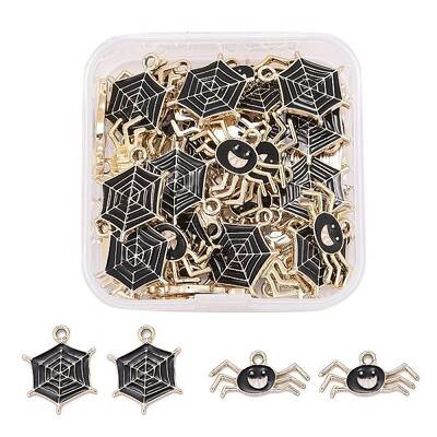 50Pcs 2 Styles Light Gold Plated Alloy Pendants