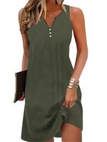 Women's Solid Color Dress, Casual Sleeveless Dress for Beach Holiday Vacation, Ladies Clothes for Summer