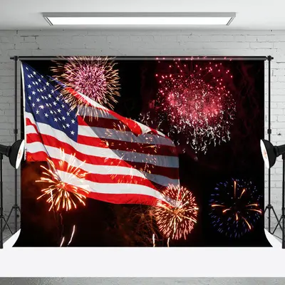 American Flag Color Spark Independence Day Backdrop - Aperturee