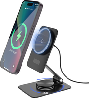 Compatible with MagSafe Charger, 15W Charging MagSafe Charger Stand, 360°Rotation Base Adjustable Foldable Wireless Charger ...
