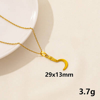 Vintage Stainless Steel Moon Sword Pendant Necklaces for Women