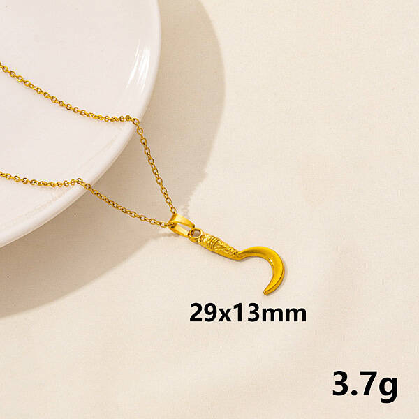 Vintage Stainless Steel Moon Sword Pendant Necklaces for Women