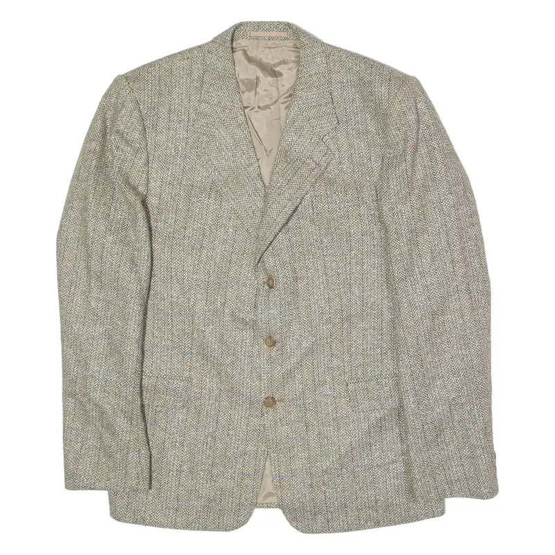 TRUNKS Mens Blazer Jacket Grey Tweed Herringbone L