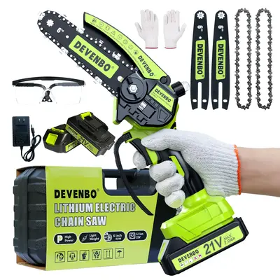 [ON SALE] 6 Inch Mini Chainsaw, Handheld Portable Cordless Electric Chainsaw with Safety Lock, 21V Battery Powered, Professio...