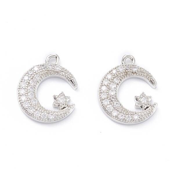 Rack Plating Brass Micro Pave Cubic Zirconia Pendants