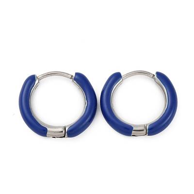 Two Tone 304 Stainless Steel Chunky Huggie Hoop Earrings with Enamel for Women