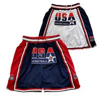USA Straight Hair 2025 Basketball shorts Four pockets 1992 USA Dream Team Cheap and High Quality Sewing embroidery covered co...