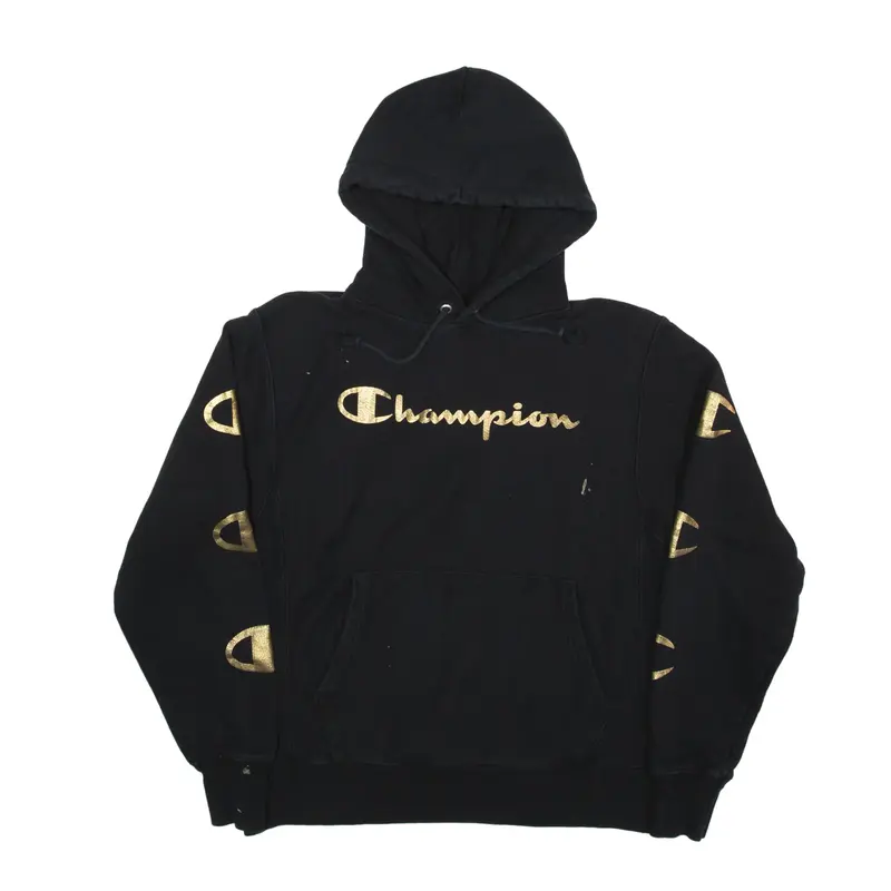 CHAMPION Reverse Weave Hoodie Black Pullover Mens M