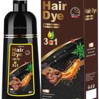 500ML LARGE 3in1 Natural Herbal Color shampoo , hair coloring natural Beard Mustache Natural Hair Color Shampoo Permanent Bla...