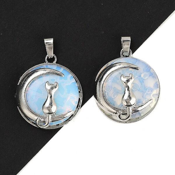 Opalite Flat Round Pendants