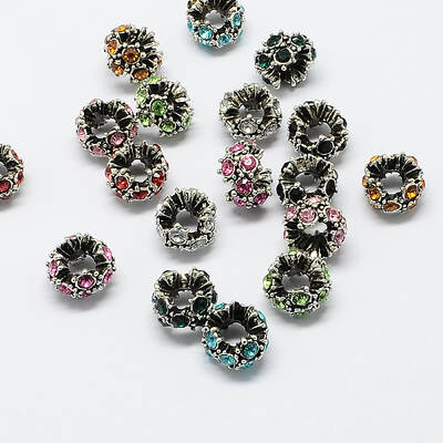 Alloy Rhinestone European Beads