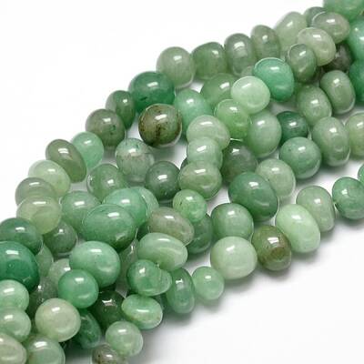 Natural Green Aventurine Gemstone Nuggets Bead Strands