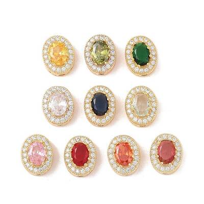 Brass Micro Pave Cubic Zirconia Beads