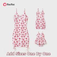 PatPat Matching Flower Print Strappy Body-con Dress for Mommy and Me