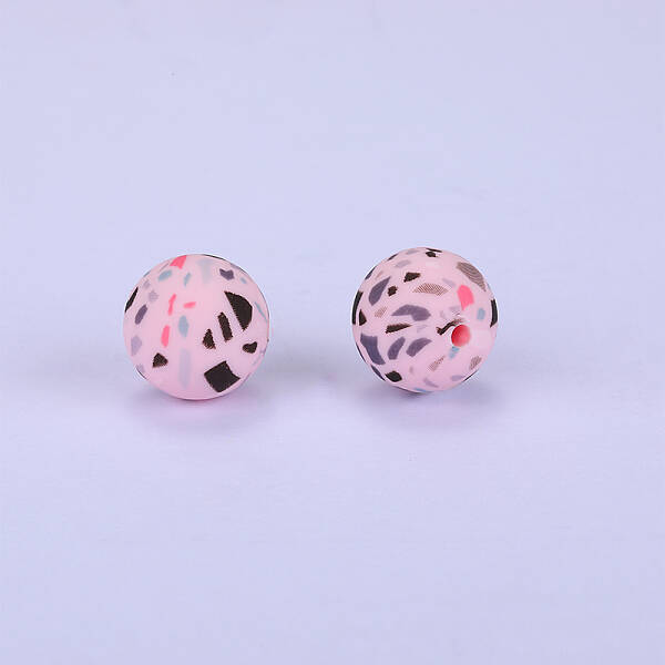 Printed Round Silicone Focal Beads