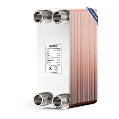 ALORAIR 5x12 Heat Exchanger with 1-1/4 MPT Port,316L Stainless Steel Water to Water Brazed Plate Heat Exchanger for Floor ...